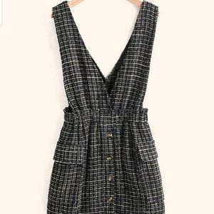 NWOT SHEIN Pocket Front Plaid Tweed Suspender Dress Size Small